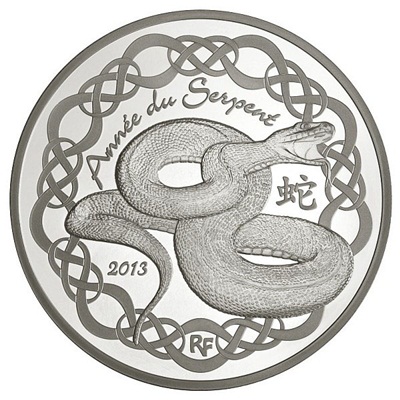 2013 €10 Silver Proof - Year of the SNAKE